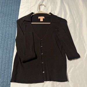 H&M Black Ribbed Knit Top